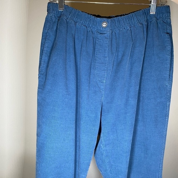 80s Blue Corduroy Elastic Waist Pants - Picture 9 of 11